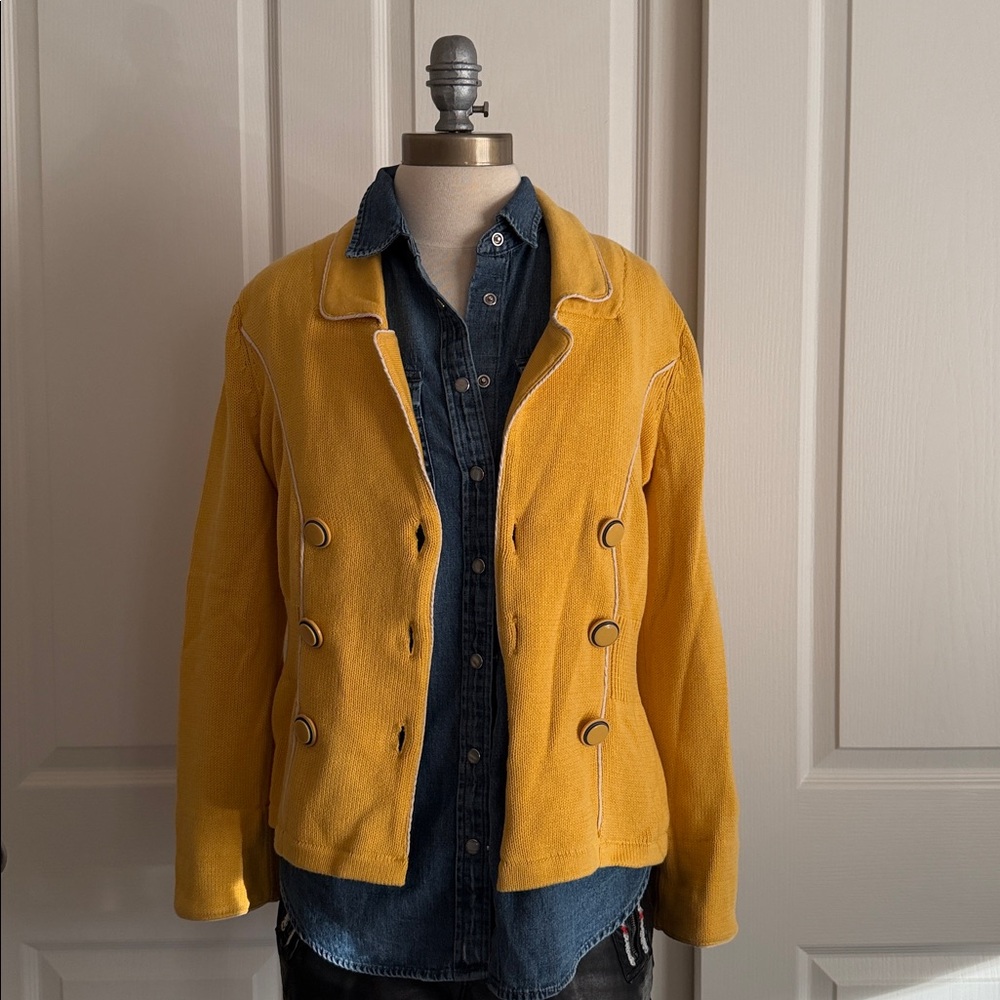Anthropologie Sparrow yellow knot blazer S